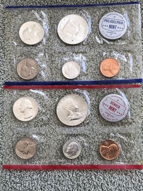 1960 P&D U.S. Mint Uncirculated Set - 10 Coins - 90% Silver Half, Quarter, Dime